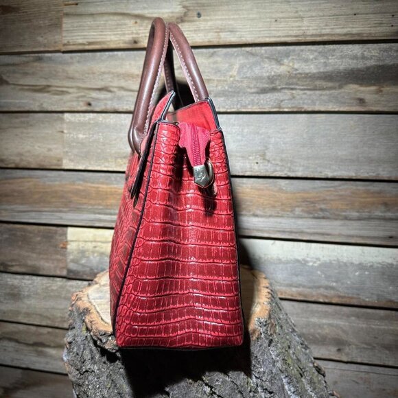NWOT LiRenNiao Red Faux Croc Bag‎ with Matching Wallet - Picture 2 of 8